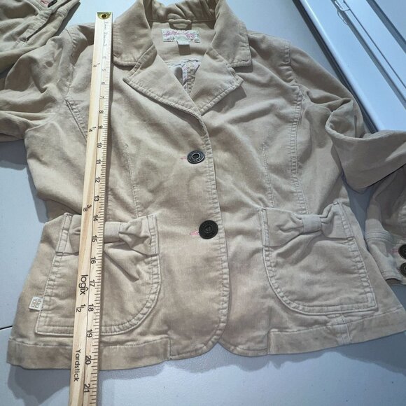 Plugg Womens Beige Corduroy Blazer Jacket With Bow Pockets Size L - Picture 13 of 14